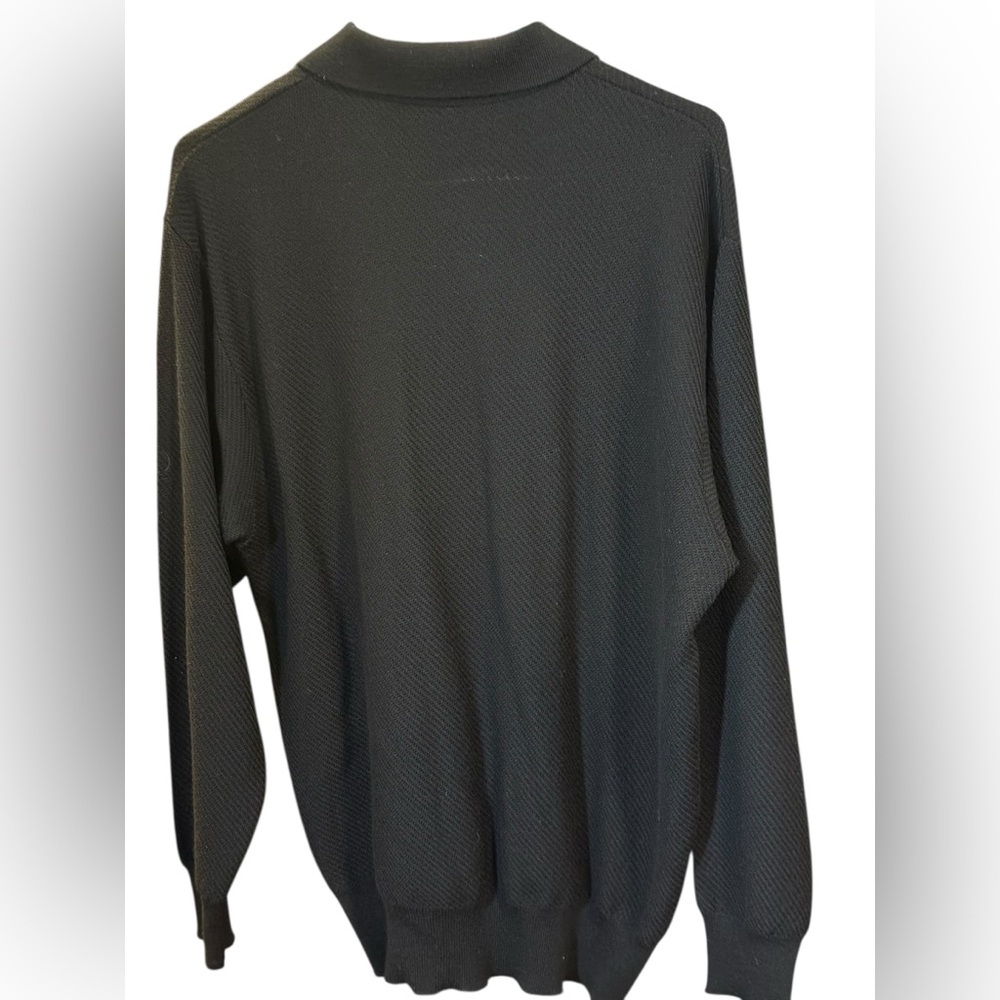 Como Sport Italian Merino Wool Polo Sweater Black Large